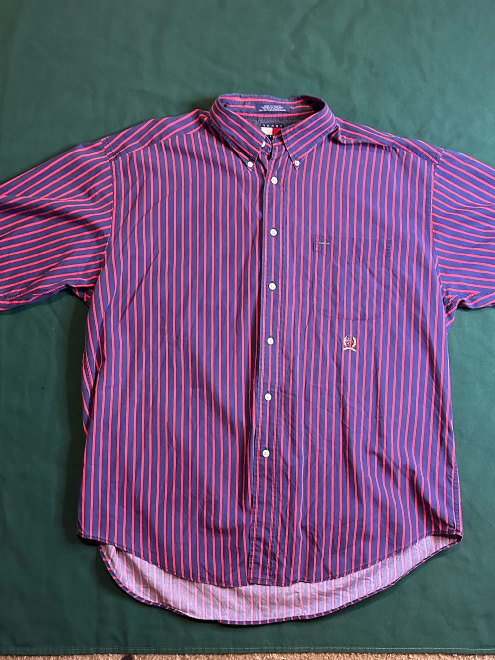 Vintage Tommy Hilfiger Button Down Shirt Men’s XL Striped Red Blue